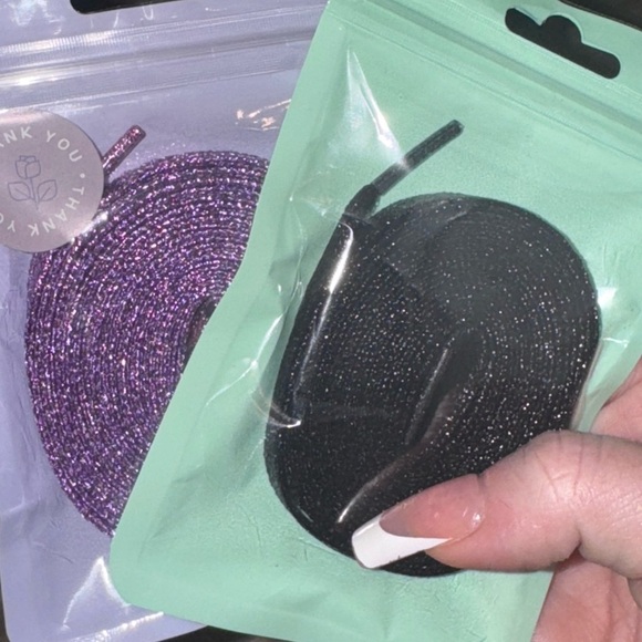 Shine Bright: Add Sparkle to Your Step! Two pairs magenta and black sparkle 55” - Picture 2 of 13